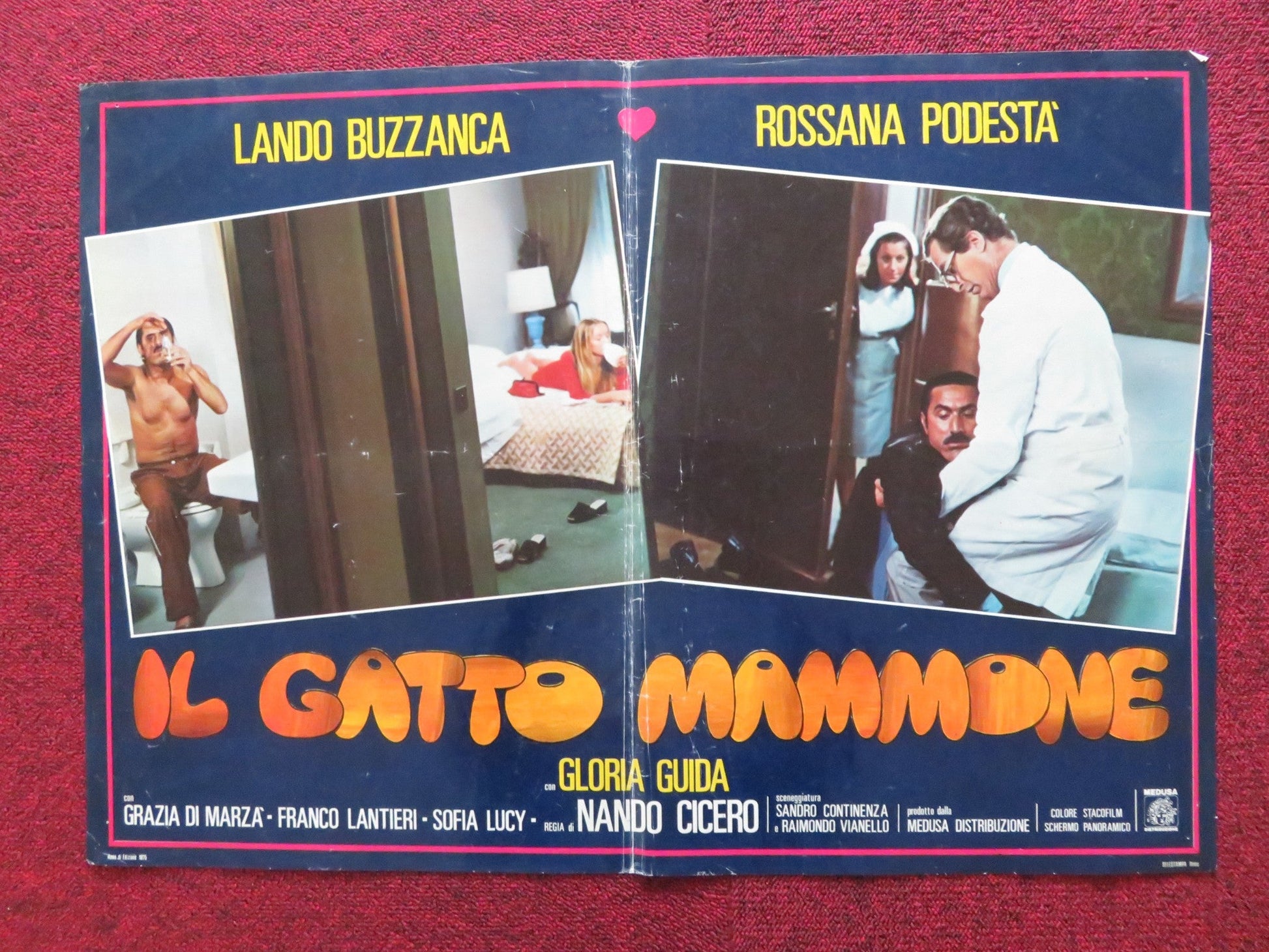 IL GATTO MAMMONE ITALIAN FOTOBUSTA POSTER LANDO BUZZANCA ROSSANA PODESTA 1975 Rendezvous Cinema Movie posters