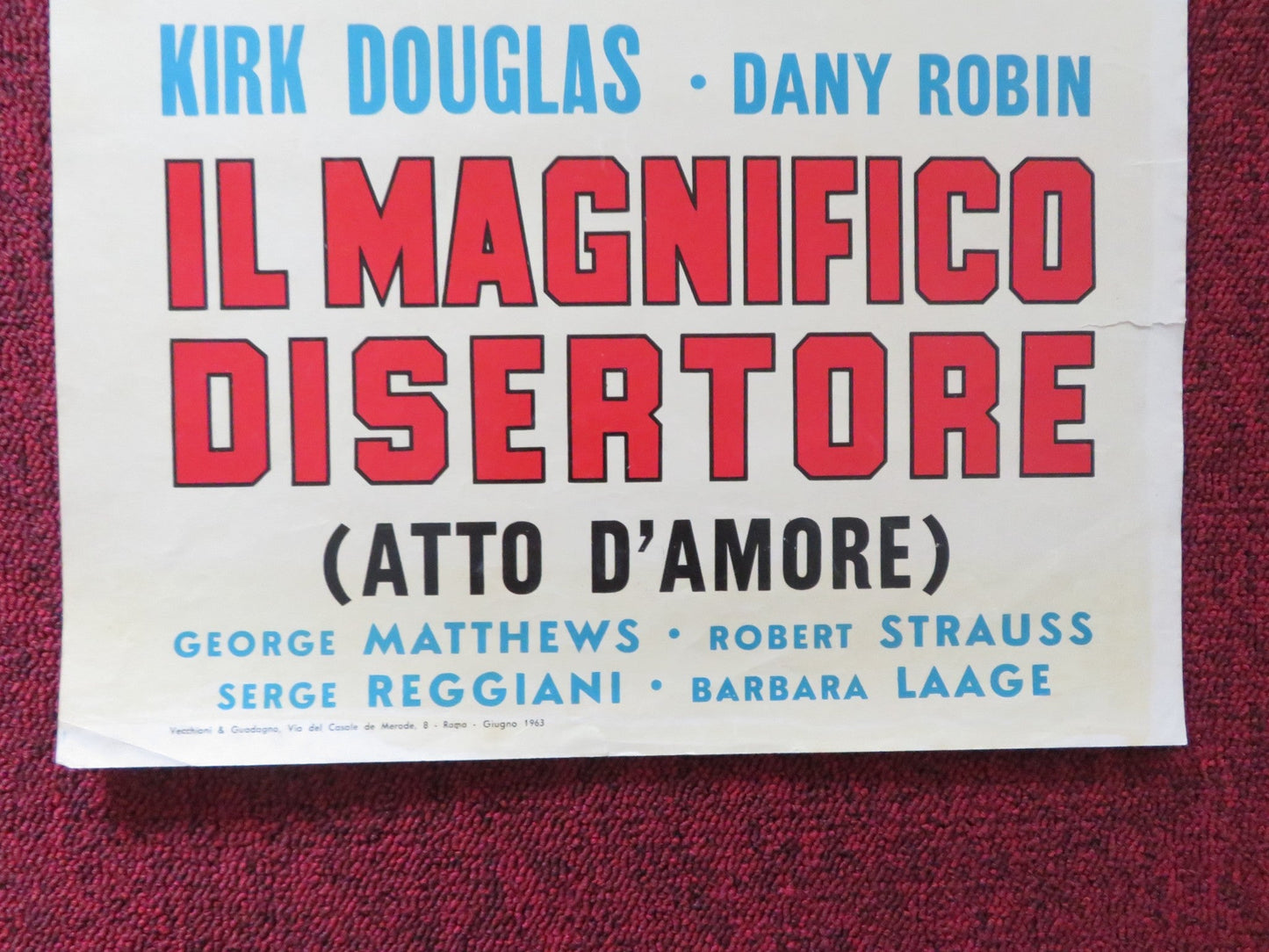 IL MAGNIFICO DISERTORE ITALIAN LOCANDINA POSTER KIRK DOUGLAS DANY ROBIN 1963 Rendezvous Cinema Movie posters