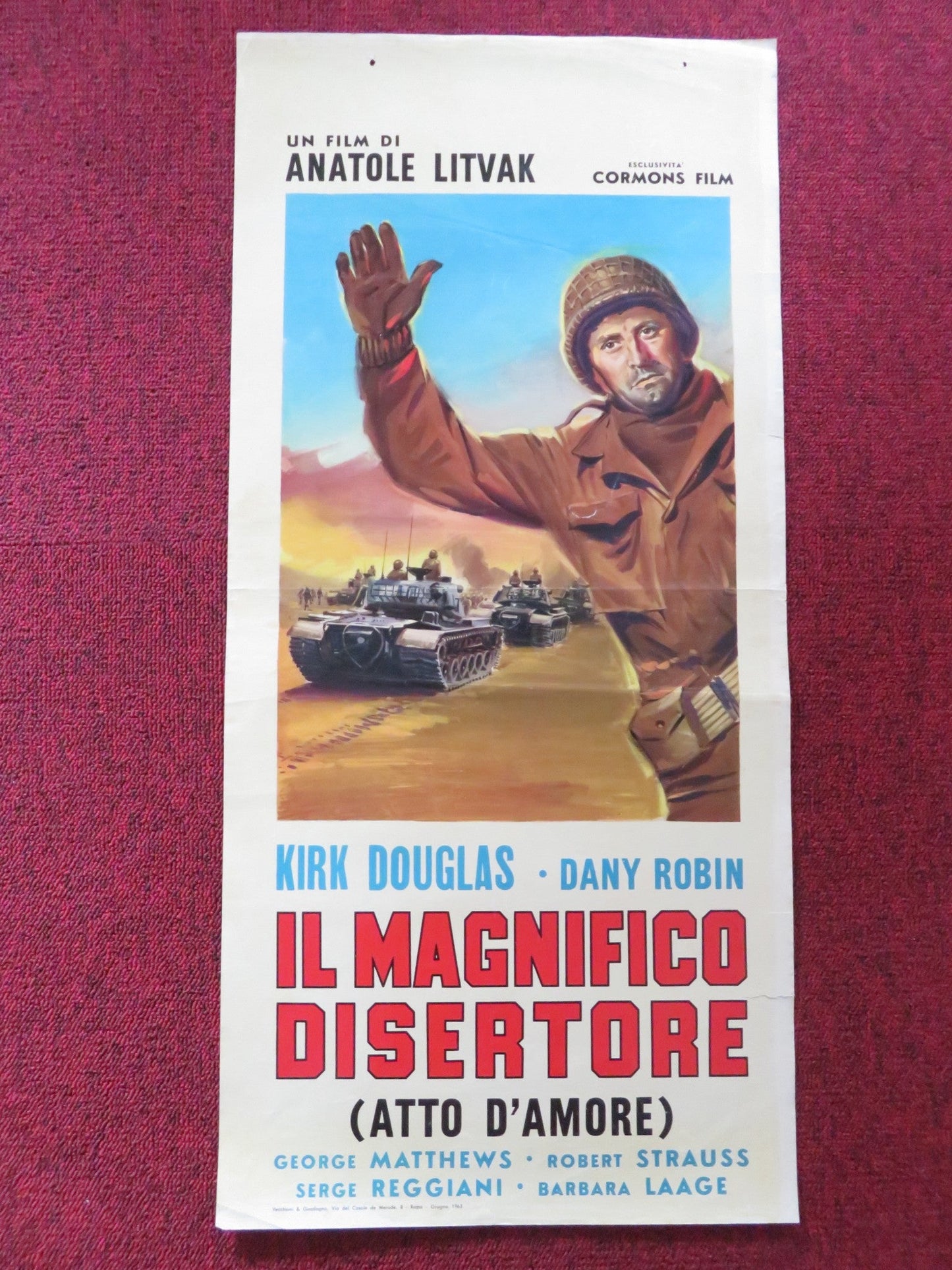 IL MAGNIFICO DISERTORE ITALIAN LOCANDINA POSTER KIRK DOUGLAS DANY ROBIN 1963 Rendezvous Cinema Movie posters