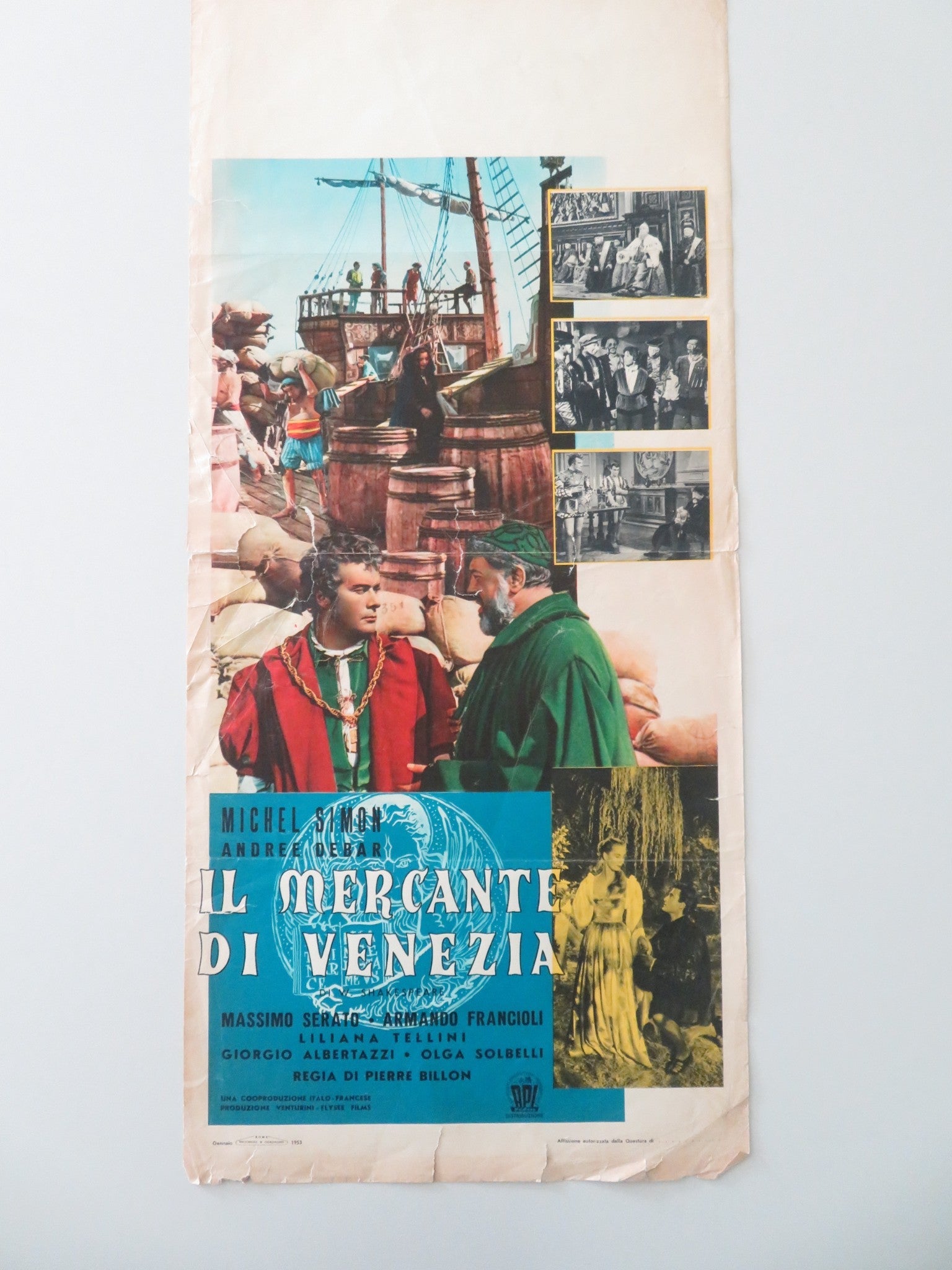 IL MERCANTE DI VENEZIA ITALIAN LOCANDINA POSTER MICHEL SIMON ANDREE DEBAR 1953 Movie posters
