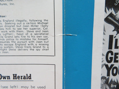 I'LL GET YOU UNCUT PRESS BOOK FOLDED GEORGE RAFT SALLY GRAY 1952 Rendezvous Cinema Movie posters