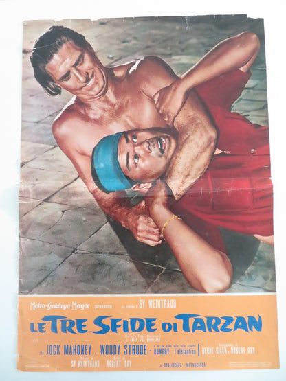 TARZAN'S THREE CHALLENGES ITALIAN FOTOBUSTA POSTER J. MAHONEY WOODY STRODE 1963 - Rendezvous Cinema