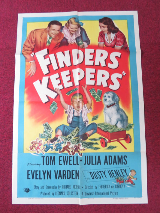 FINDERS KEEPERS FOLDED US ONE SHEET POSTER TOM EWELL JULIE ADAMS 1951