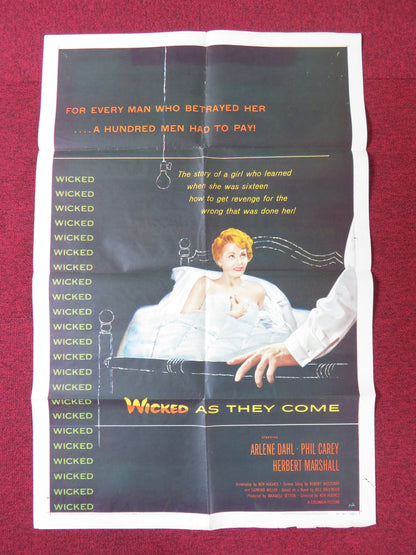 WICKED AS THEY COME FOLDED US ONE SHEET POSTER ARLENE DAHL PHILIP CAREY 1956 - Rendezvous Cinema