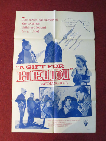 A GIFT FOR HEIDI FOLDED US ONE SHEET POSTER SANDY DESCHER DOUGLAS FOWLEY 1958 - Rendezvous Cinema