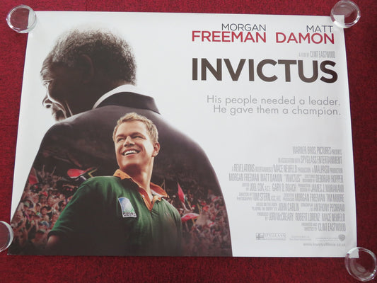 INVICTUS UK QUAD ROLLED POSTER MORGAN FREEMAN MATT DAMON 2009 - Rendezvous Cinema