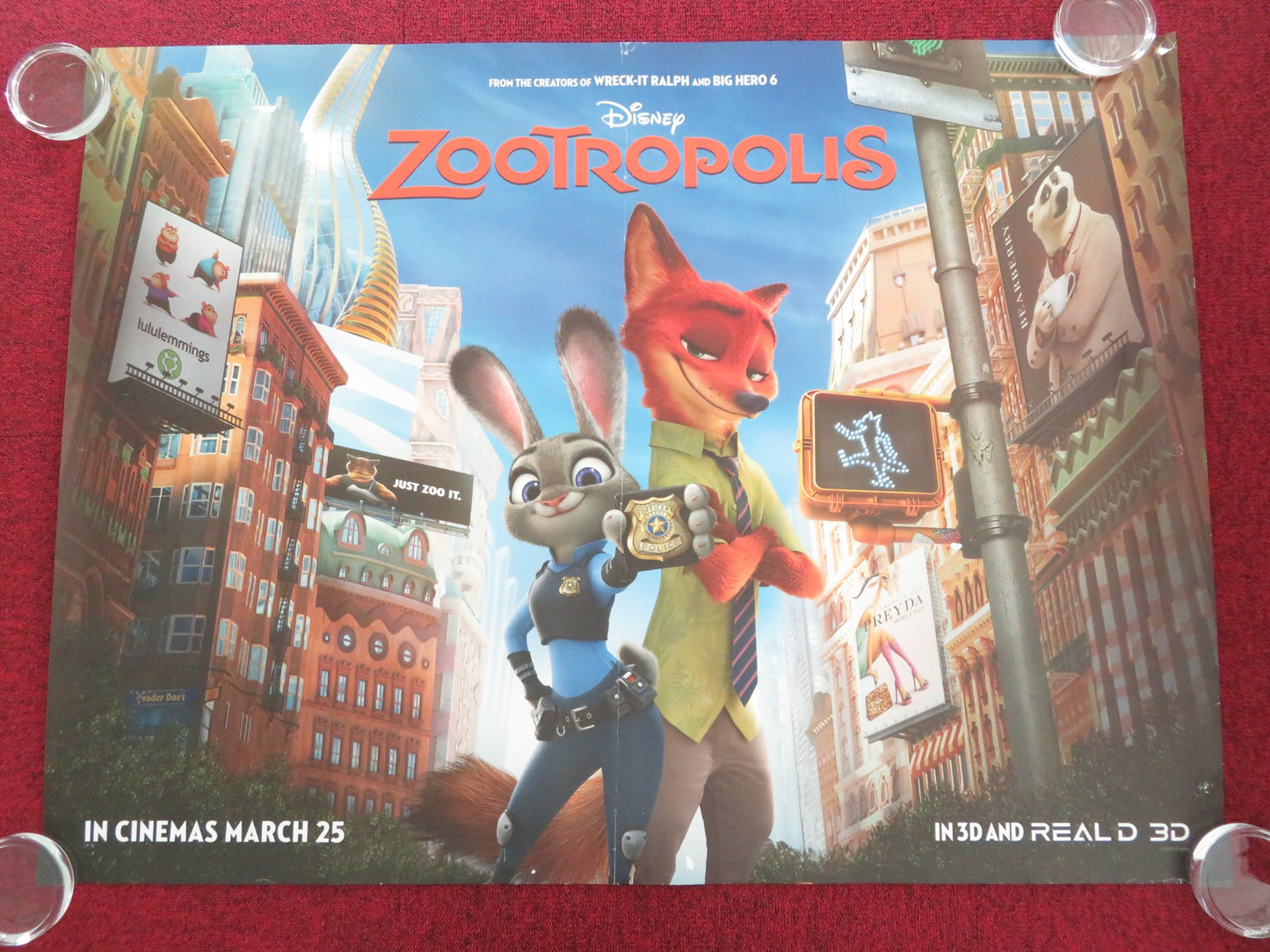 ZOOTROPOLIS UK QUAD ROLLED POSTER DISNEY JASON BATEMAN GINNIFER GOODWIN 2016 - Rendezvous Cinema