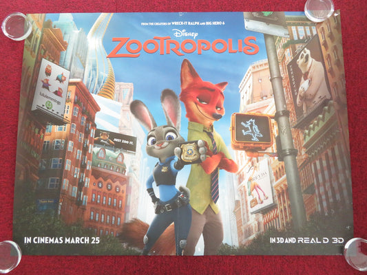 ZOOTROPOLIS UK QUAD ROLLED POSTER DISNEY JASON BATEMAN GINNIFER GOODWIN 2016 - Rendezvous Cinema