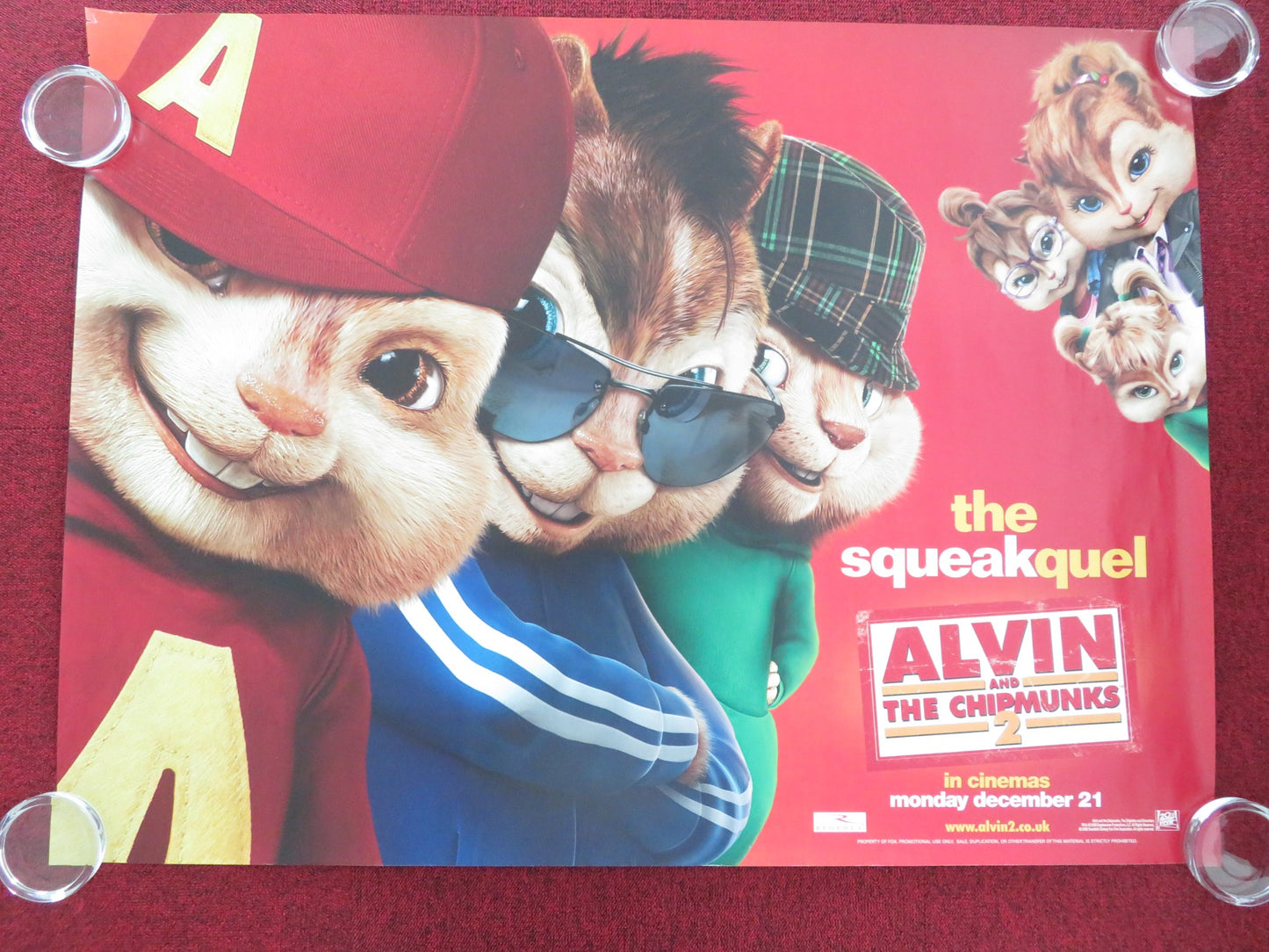 ALVIN AND THE CHIPMUNKS 2: THE SQUEAKQUEL - A UK QUAD ROLLED POSTER J. LEE 2009 - Rendezvous Cinema