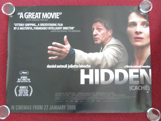 HIDDEN / CACHE UK QUAD ROLLED POSTER DANIEL AUTEUIL JULIETTE BINOCHE 2005 - Rendezvous Cinema