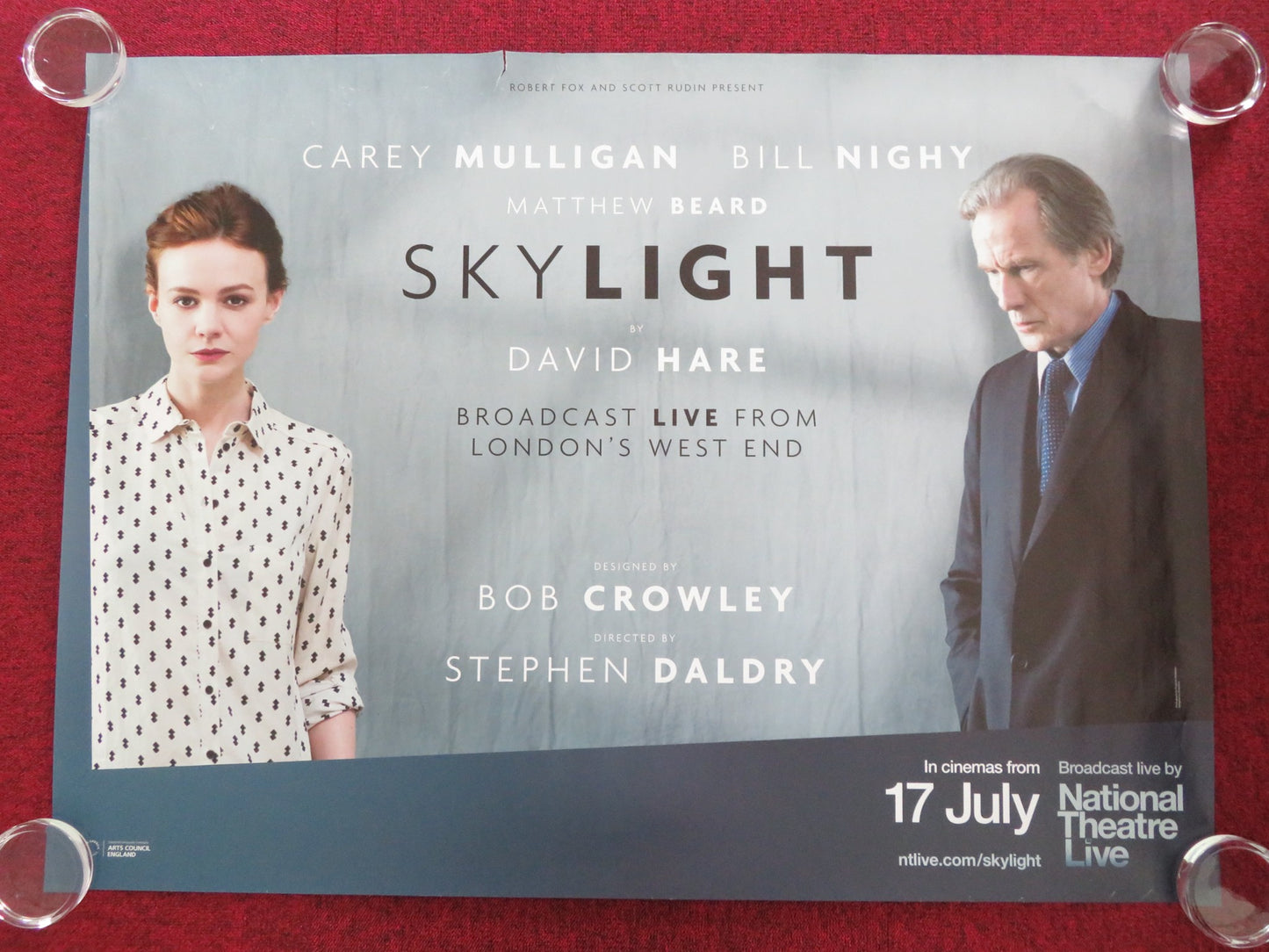 SKYLIGHT UK QUAD ROLLED POSTER CAREY MULLIGAN BILL NIGHY 2014 - Rendezvous Cinema