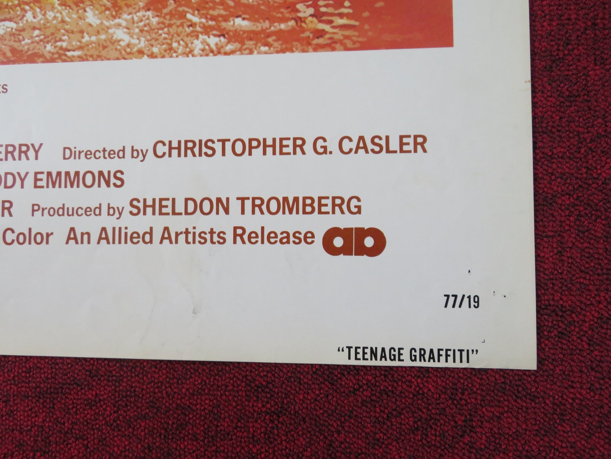 TEENAGE GRAFFITI FOLDED US ONE SHEET POSTER MICHAEL DRISCOLL J. ARNETTE 1977 - Rendezvous Cinema