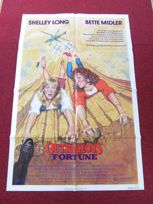 OUTRAGEOUS FORTUNE- B  FOLDED US ONE SHEET POSTER SHELLEY LONG BETTE MIDLER 1987