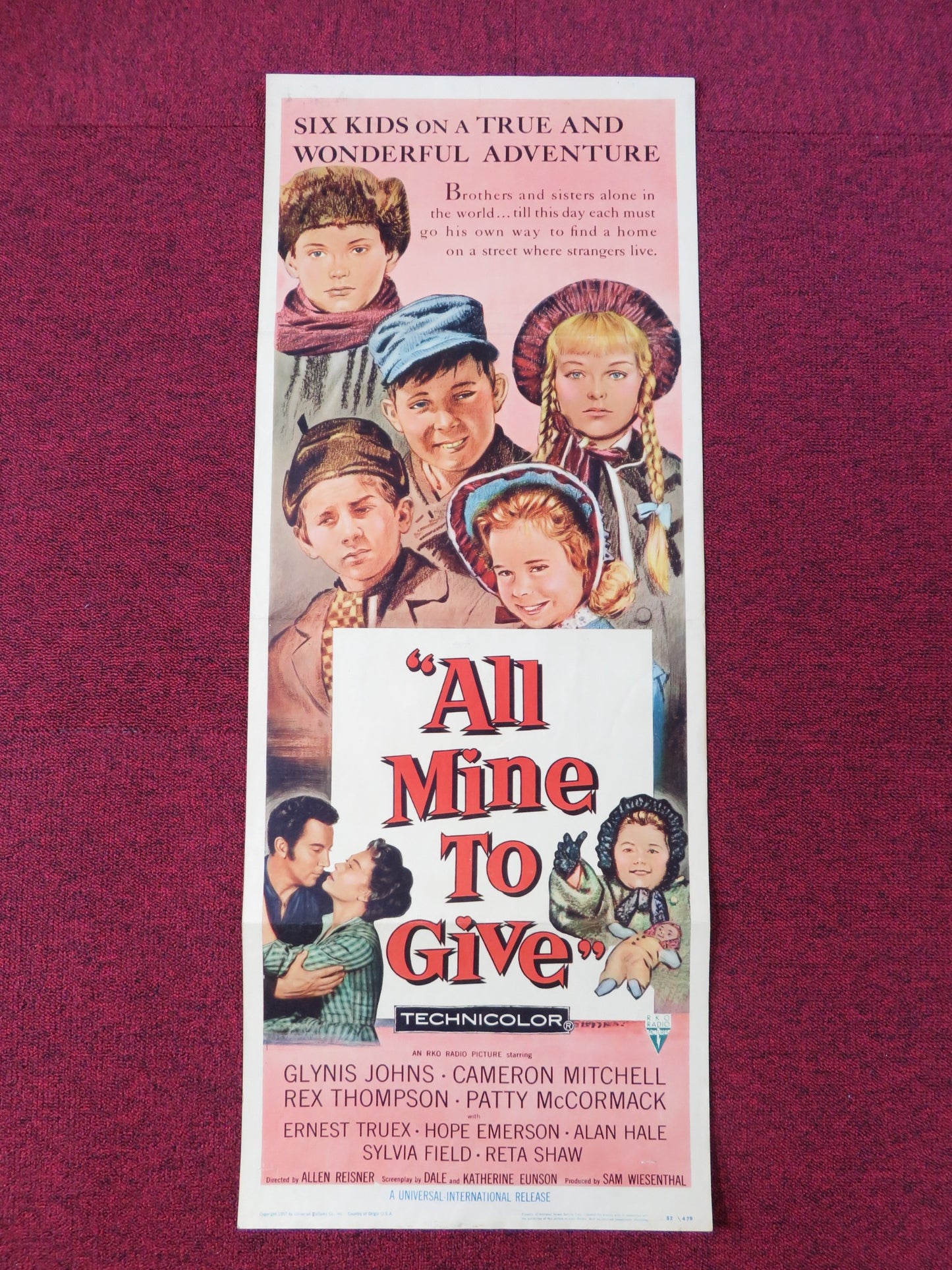 ALL MINE TO GIVE US INSERT POSTER GLYNIS JOHNS CAMERON MITCHELL 1957 - Rendezvous Cinema