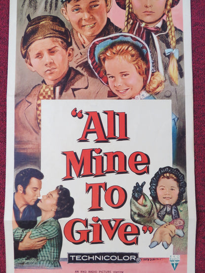 ALL MINE TO GIVE US INSERT POSTER GLYNIS JOHNS CAMERON MITCHELL 1957 - Rendezvous Cinema