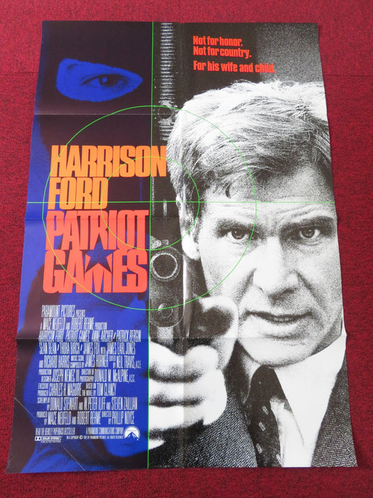 PATRIOT GAMES FOLDED US ONE SHEET POSTER HARRISON FORD SEAN BEAN 1992