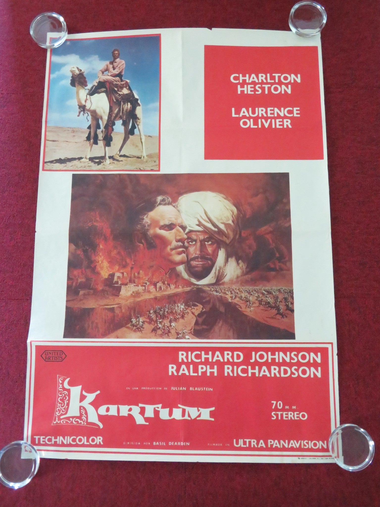 KHARTOUM SPANISH POSTER ROLLED CHARLTON HESTON LAURENCE OLIVIER 1974 - Rendezvous Cinema