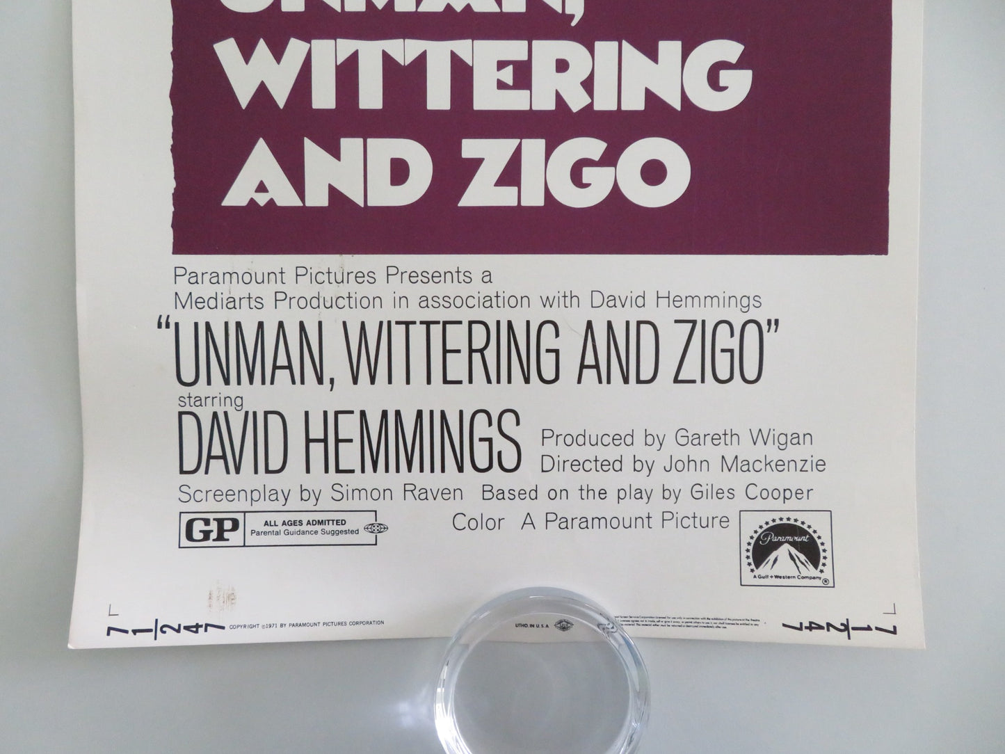 Unman, Wittering and Zigo US Insert Poster David Hemmings Douglas Wilmer 1971
