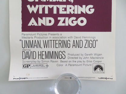 Unman, Wittering and Zigo US Insert Poster David Hemmings Douglas Wilmer 1971