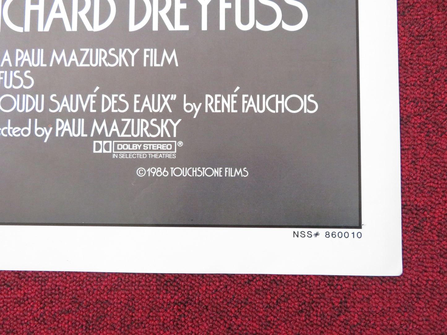 DOWN AND OUT IN BEVERLY HILLS FOLDED US ONE SHEET POSTER NICK NOLTE MIDLER 1986 - Rendezvous Cinema