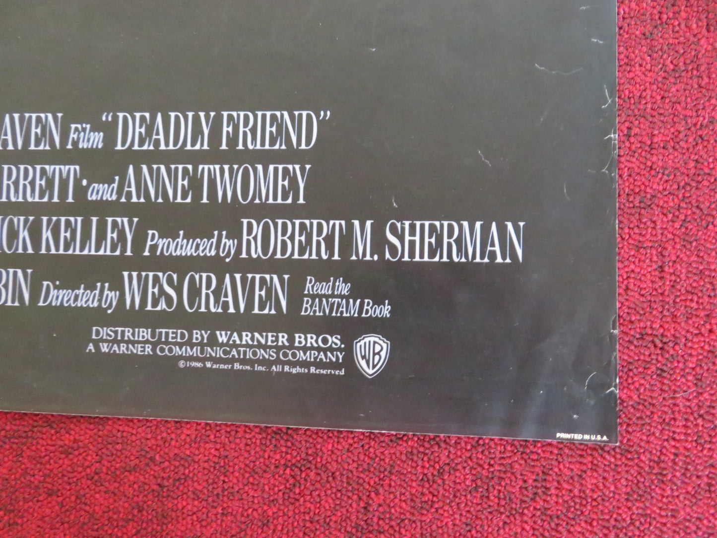 DEADLY FRIEND FOLDED US ONE SHEET POSTER WES CRAVEN KRISTY SWANSON 1986 - Rendezvous Cinema