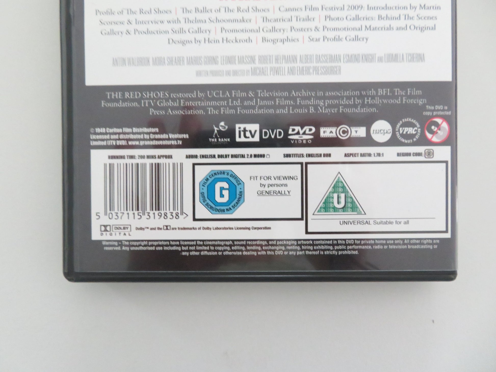 THE RED SHOES -2 DISC SPECIAL RESTORATION EDITION (DVD) A.WALBROOK 1948 REGION 2 - Rendezvous Cinema