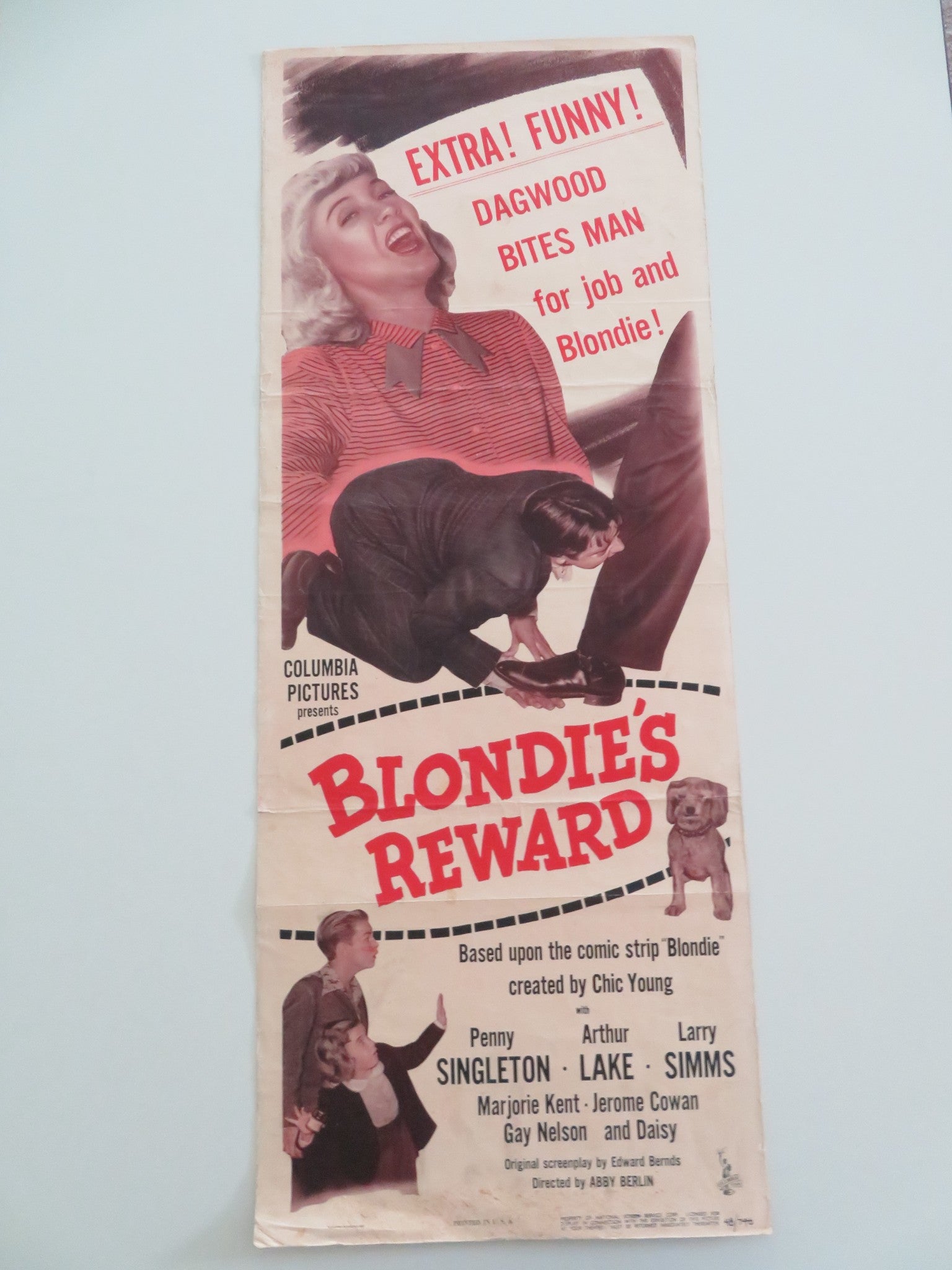 BLONDIE'S REWARD US INSERT POSTER PENNY SINGLETON ARTHUR LAKE 1948 - Rendezvous Cinema