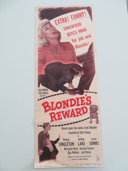 BLONDIE'S REWARD US INSERT POSTER PENNY SINGLETON ARTHUR LAKE 1948 - Rendezvous Cinema