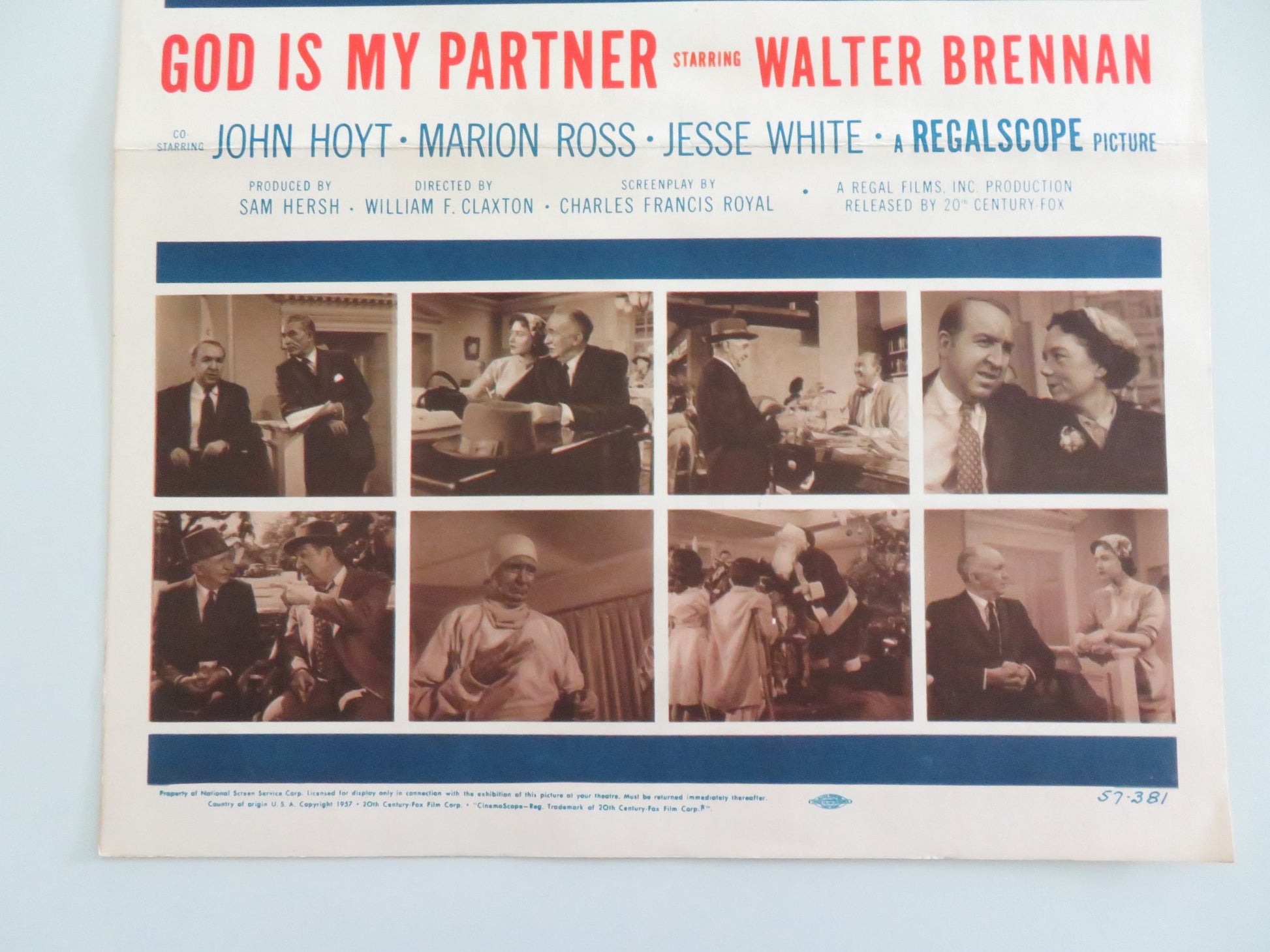 GOD IS MY PARTNER US INSERT POSTER WALTER BRENNAN JOHN HOYT 1957 - Rendezvous Cinema