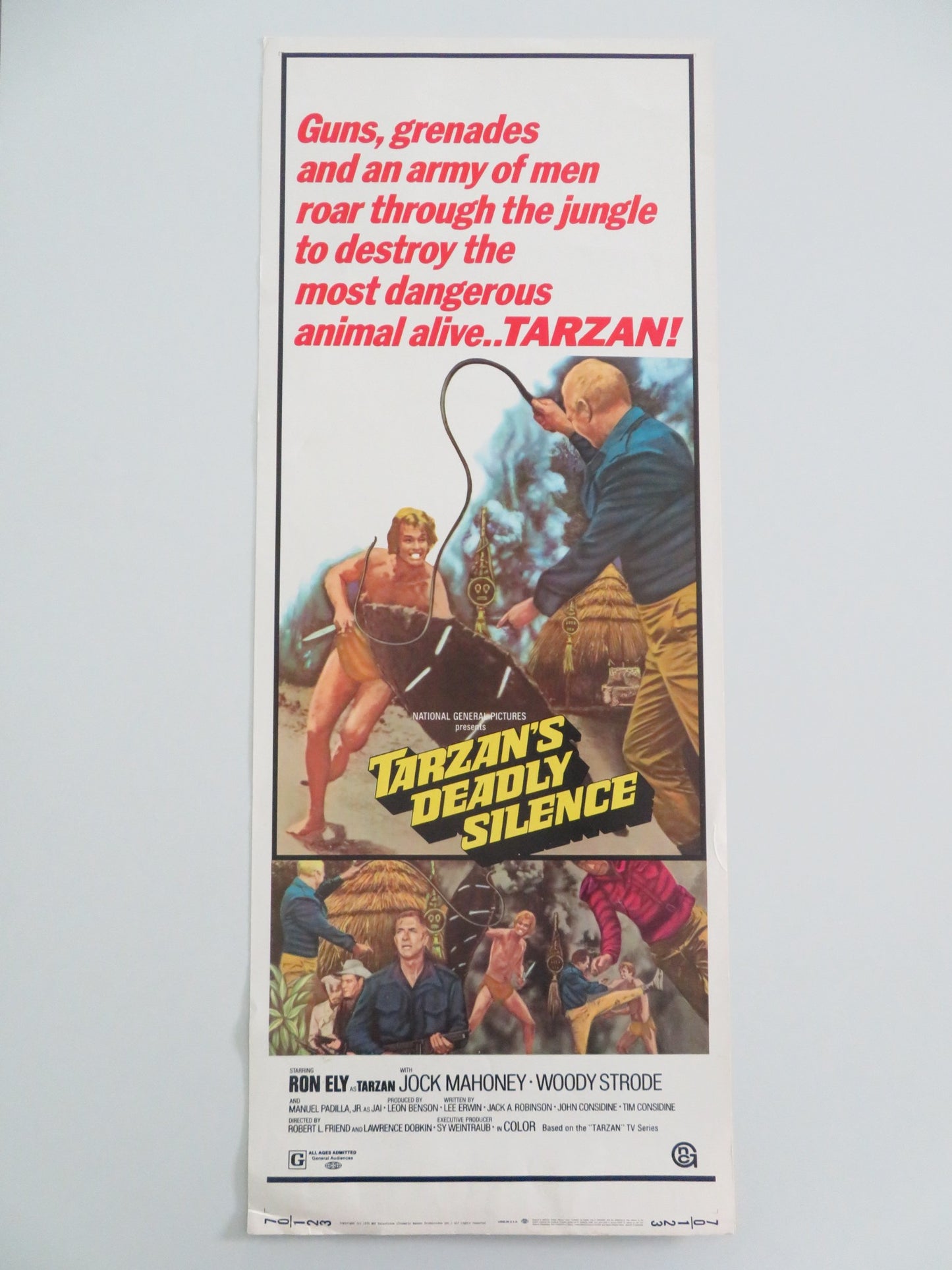 TARZAN'S DEADLY SILENCE US INSERT POSTER RON ELY JOCK MAHONEY 1970 - Rendezvous Cinema