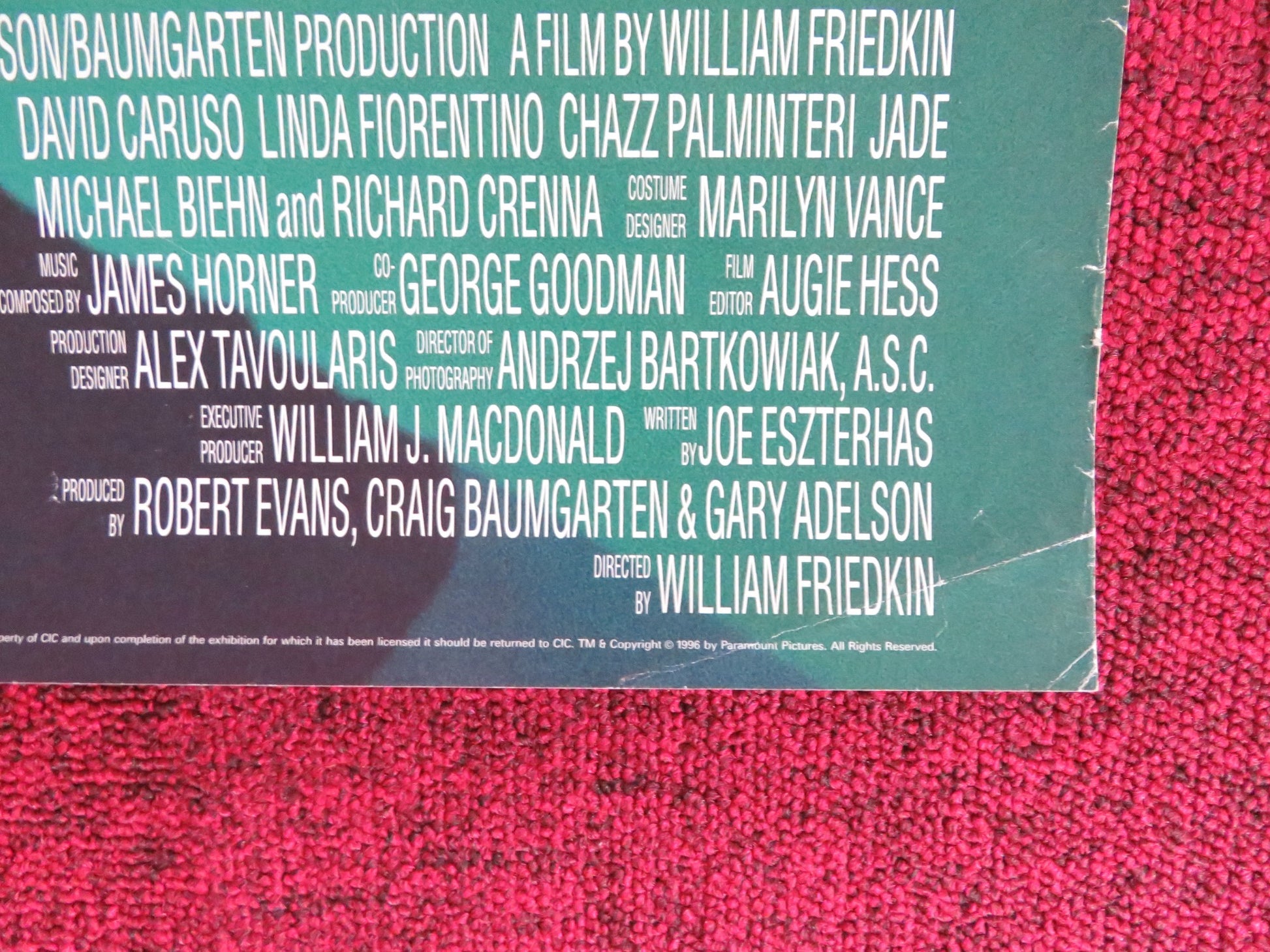 JADE VHS VIDEO POSTER DAVID CARUSO LINDA FIORENTINO 1995 - Rendezvous Cinema