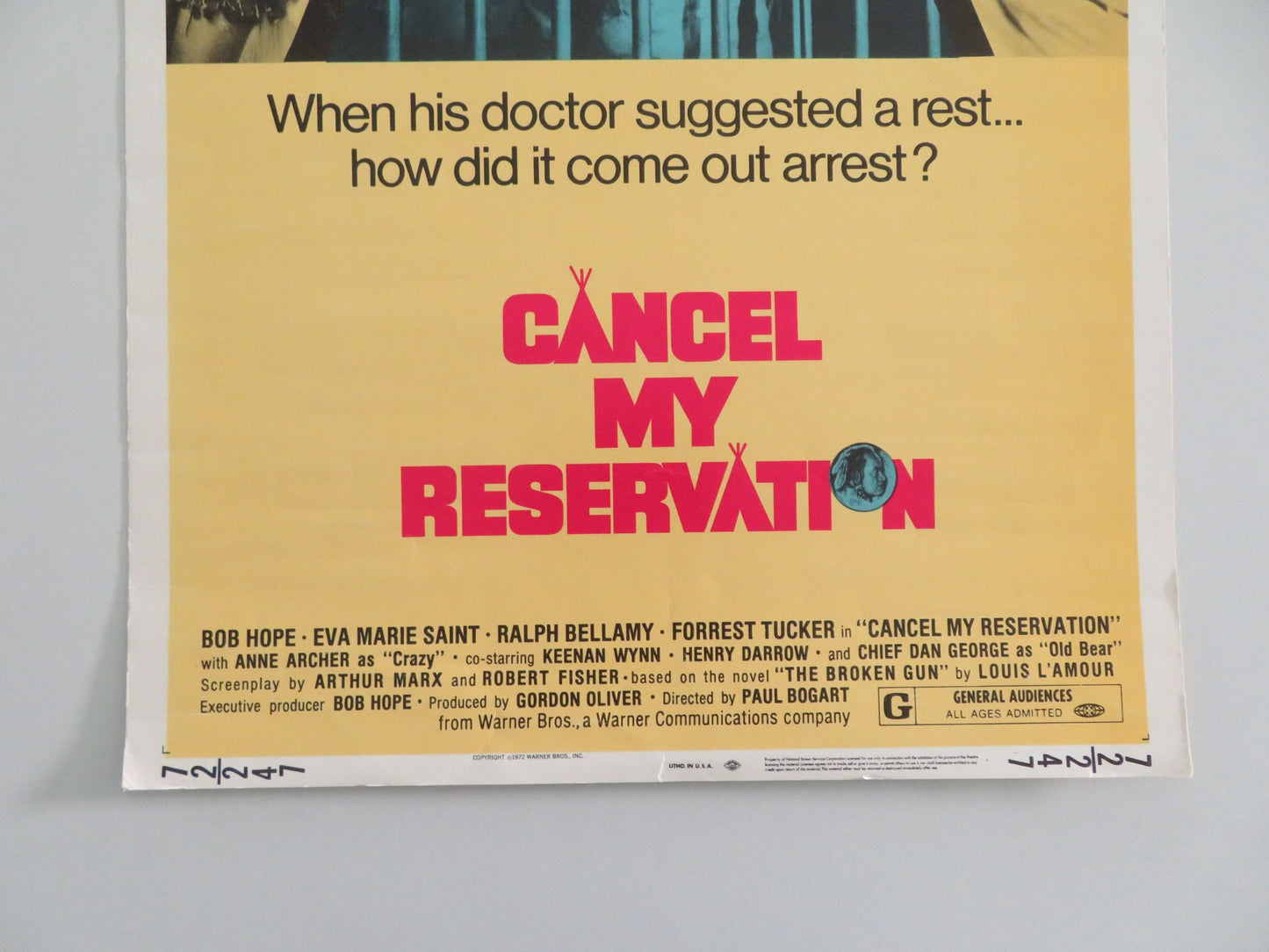 CANCEL MY RESERVATION US INSERT POSTER BOB HOPE EVA MARIE SAINT 1972 - Rendezvous Cinema