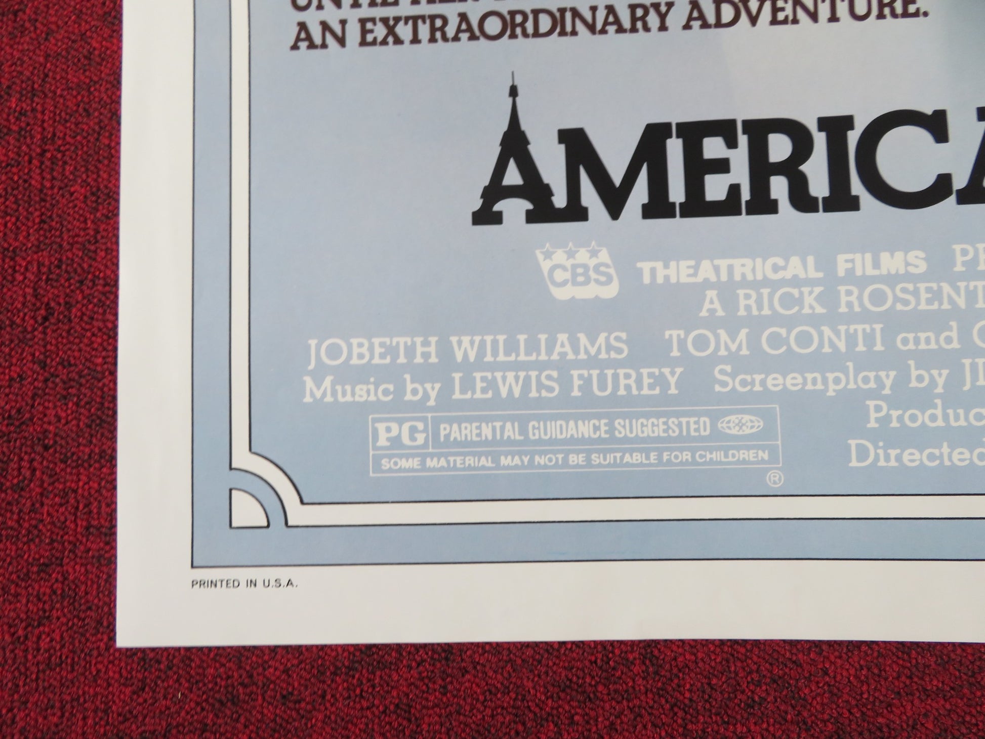 AMERICAN DREAMER FOLDED US ONE SHEET POSTER JOBETH WIILIAMS TOM CONTI 1984 - Rendezvous Cinema