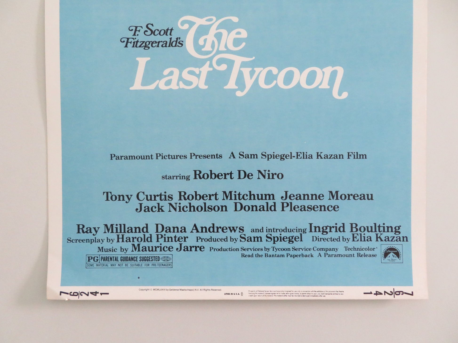 THE LAST TYCOON US INSERT POSTER ROBERT DE NIRO TONY CURTIS 1976 - Rendezvous Cinema