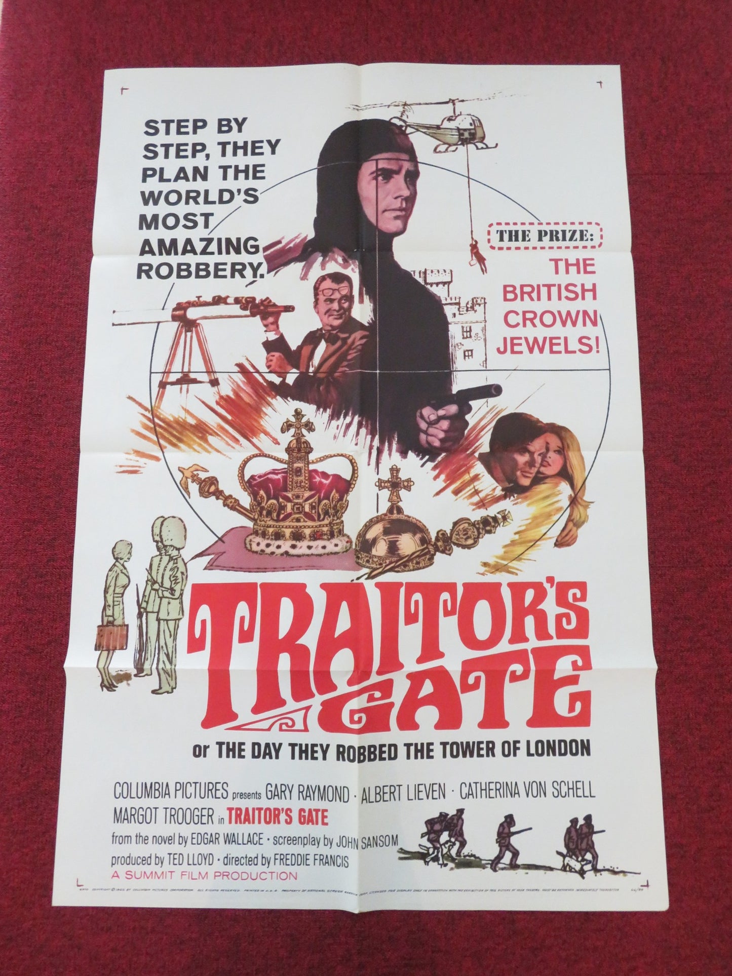 TRAITOR'S GATE FOLDED US ONE SHEET POSTER GARY RAYMOND ALBERT LIEVEN 1966