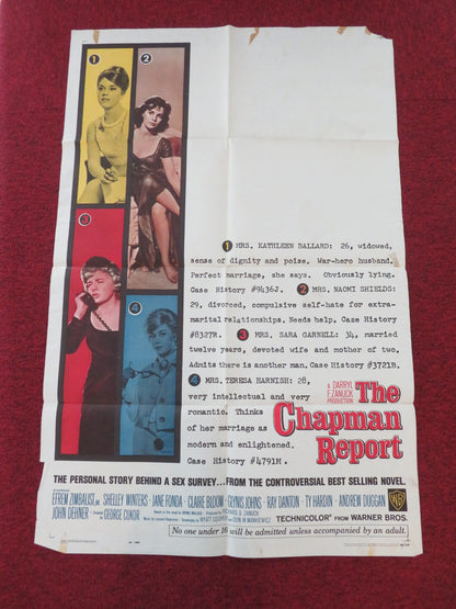 THE CHAPMAN REPORT FOLDED US ONE SHEET POSTER SHELLEY WINTERS JANE FONDA 1962