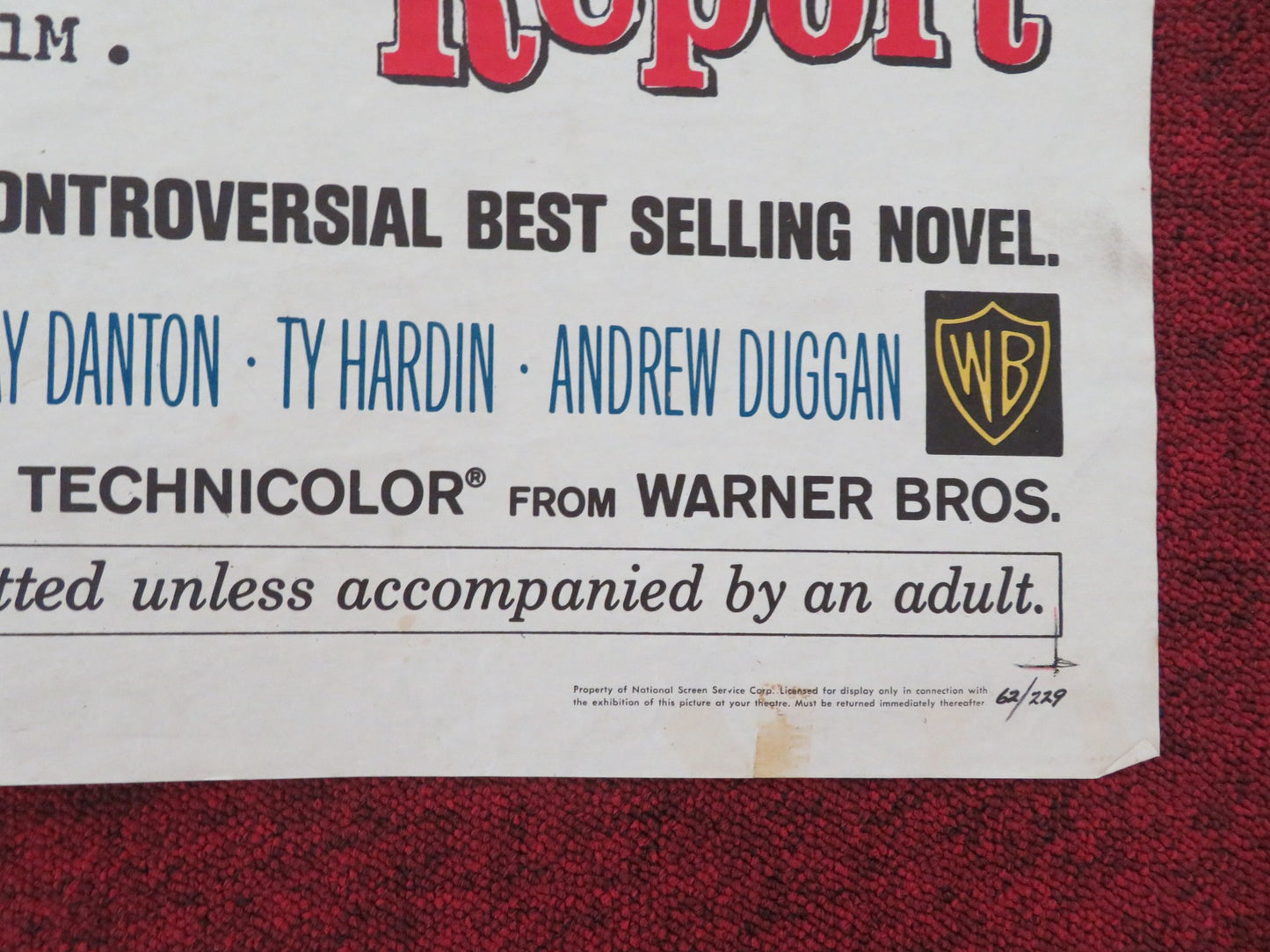 THE CHAPMAN REPORT FOLDED US ONE SHEET POSTER SHELLEY WINTERS JANE FONDA 1962