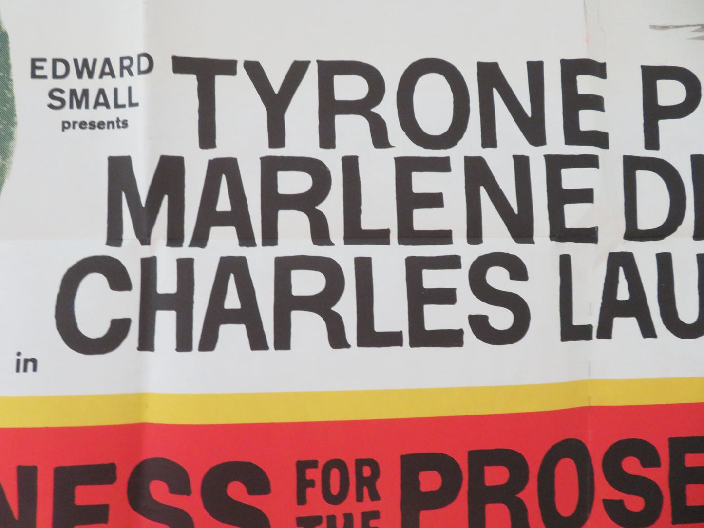 WITNESS FOR THE PROSECUTION FOLDED US ONE SHEET POSTER TYRONE POWER 1957