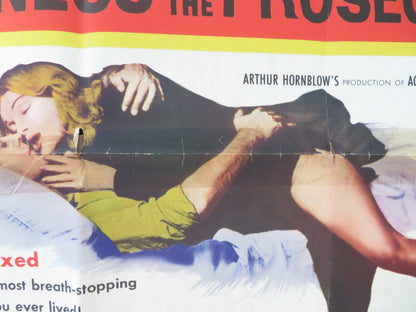 WITNESS FOR THE PROSECUTION FOLDED US ONE SHEET POSTER TYRONE POWER 1957