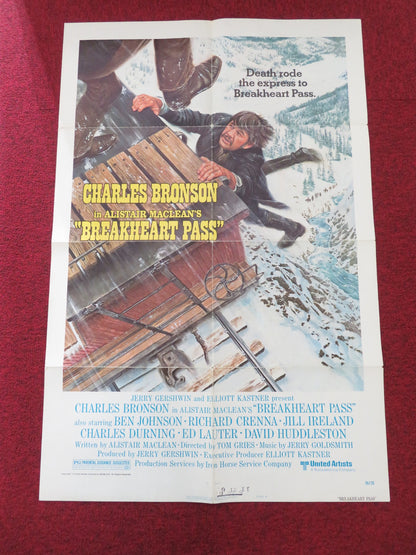 BREAKHEART PASS - STYLE B FOLDED US ONE SHEET POSTER CHARLES BRONSON 1976