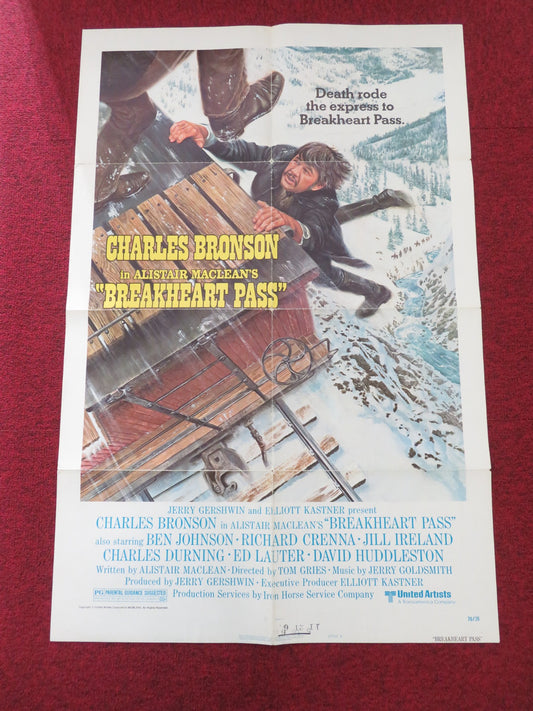 BREAKHEART PASS - STYLE B FOLDED US ONE SHEET POSTER CHARLES BRONSON 1976