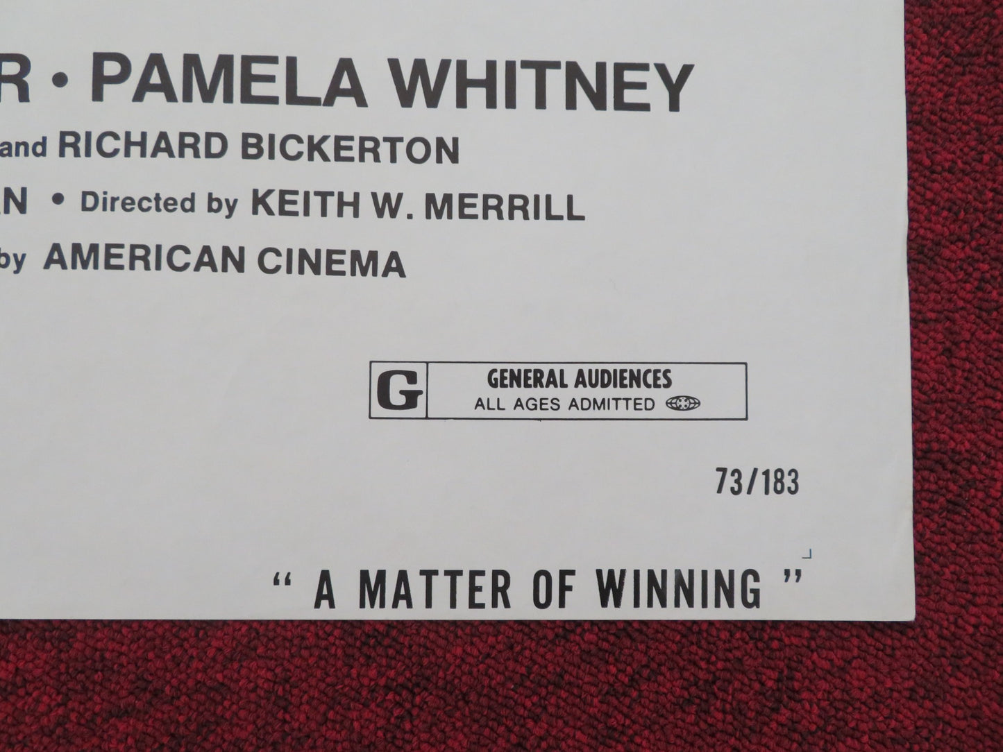 A MATTER OF WINNING FOLDED US ONE SHEET POSTER GORDON SHAFER PAMELA WHITNEY 1973