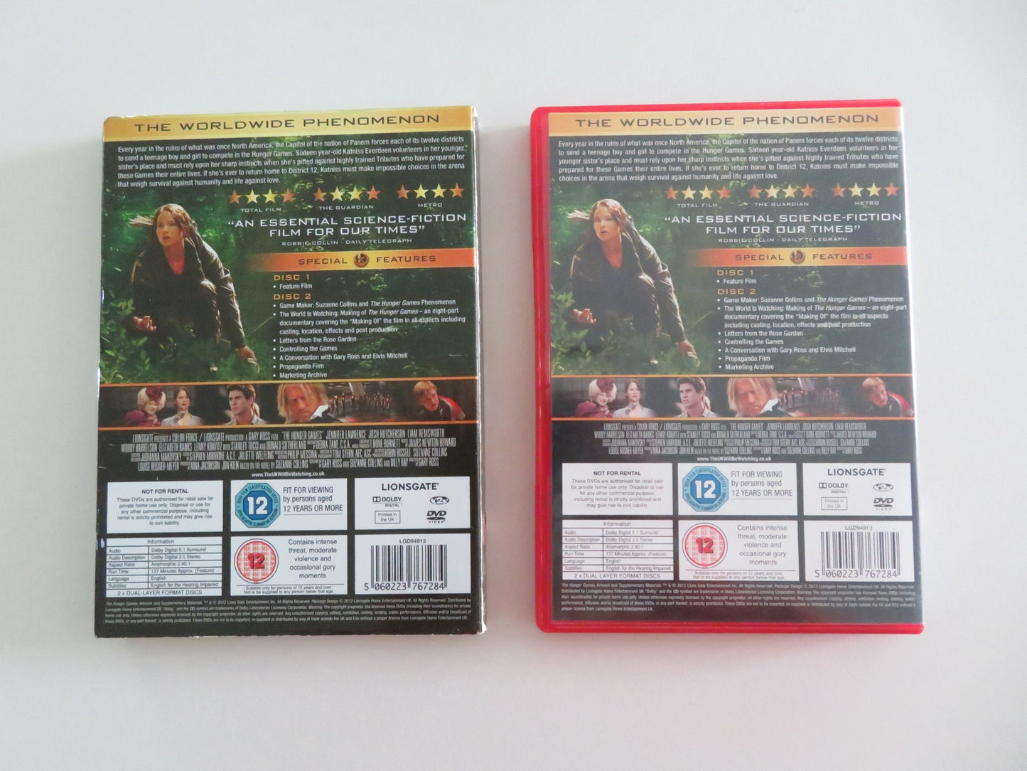 THE HUNGER GAMES - B -  2 DISC DVD SET (DVD) JENNIFER LAWRENCE 2012 REGION 2