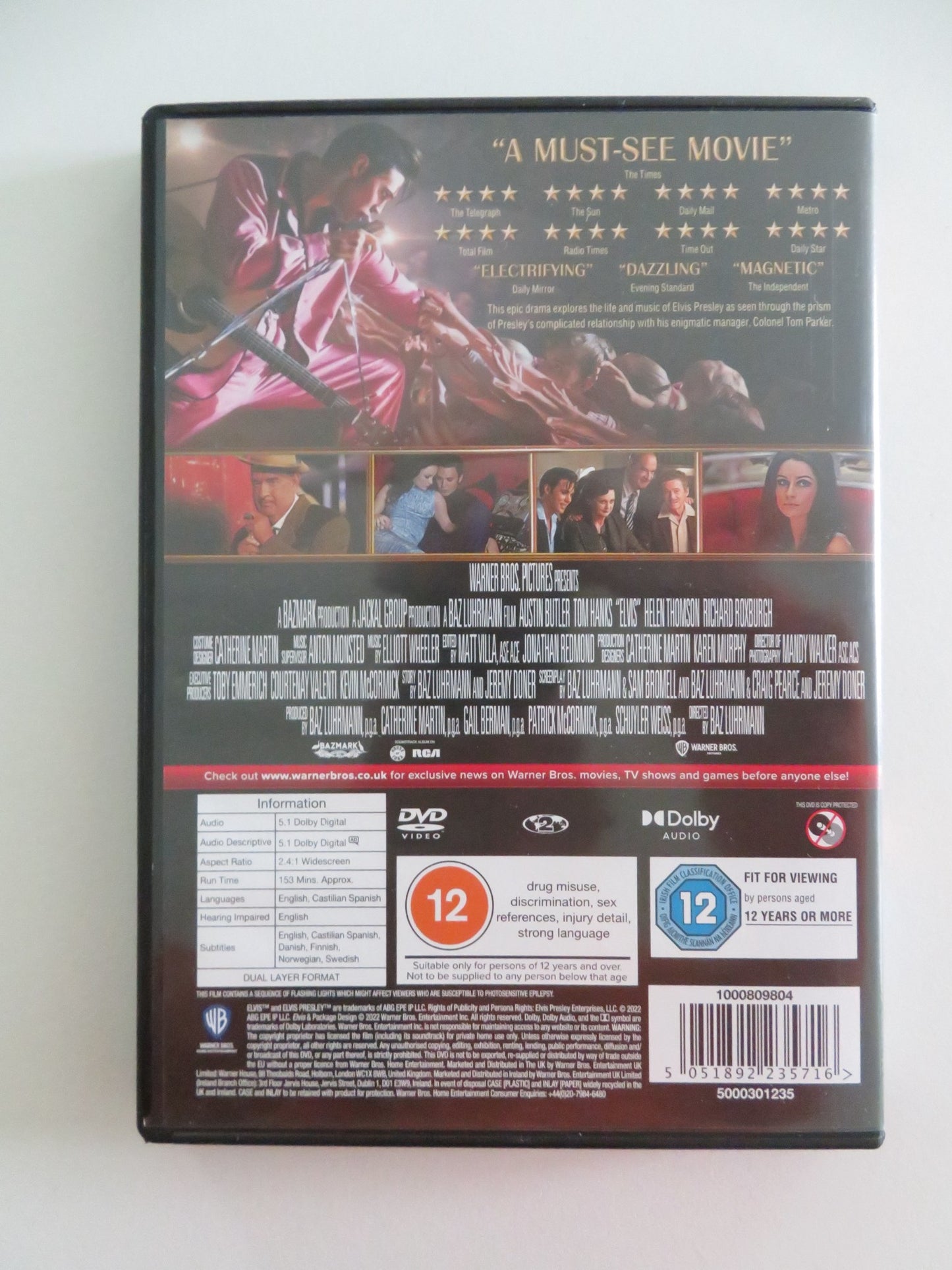 ELVIS (DVD) AUSTIN BUTLER TOM HANKS 2022 REGION 2