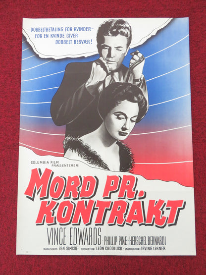 MURDER BY CONTRACT DANISH POSTER ROLLED VINCE EDWARDS PHILLIP PINE 1961 - Rendezvous Cinema