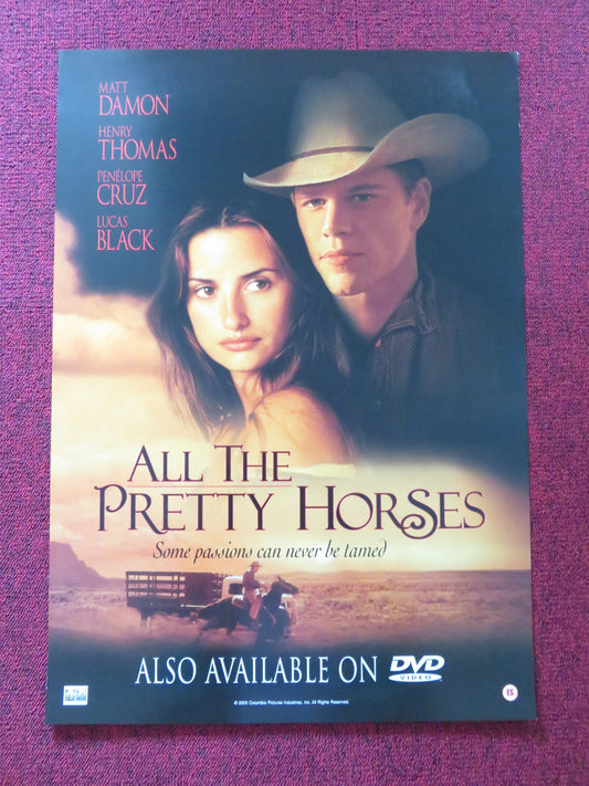 ALL THE PRETTY HORSES DVD POSTER MATT DAMON PENELOPE CRUZ 2000 - Rendezvous Cinema