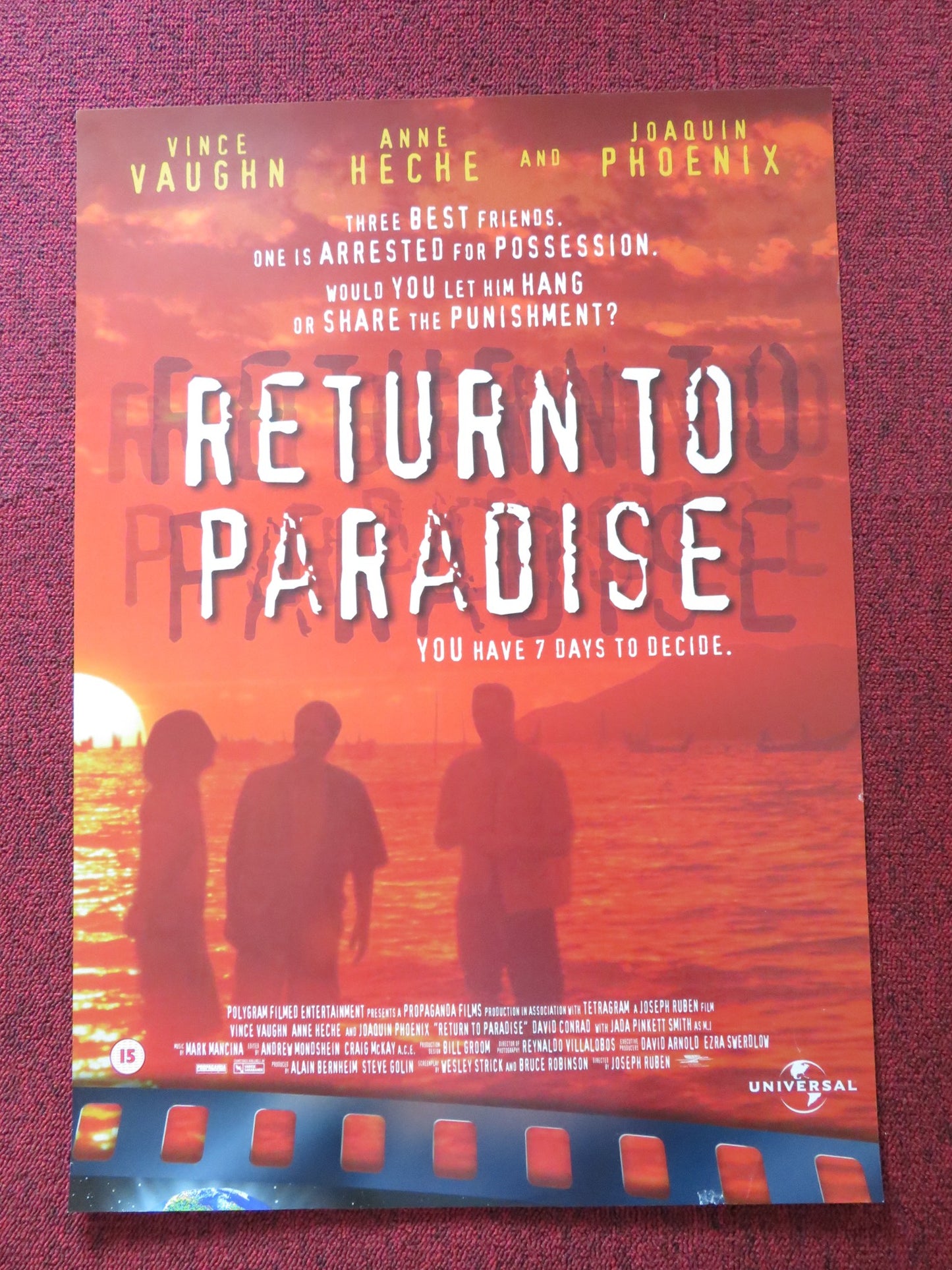 RETURN TO PARADISE VHS VIDEO POSTER VINCE VAUGHN ANNE HECHE 1998 - Rendezvous Cinema