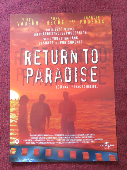 RETURN TO PARADISE VHS VIDEO POSTER VINCE VAUGHN ANNE HECHE 1998 - Rendezvous Cinema