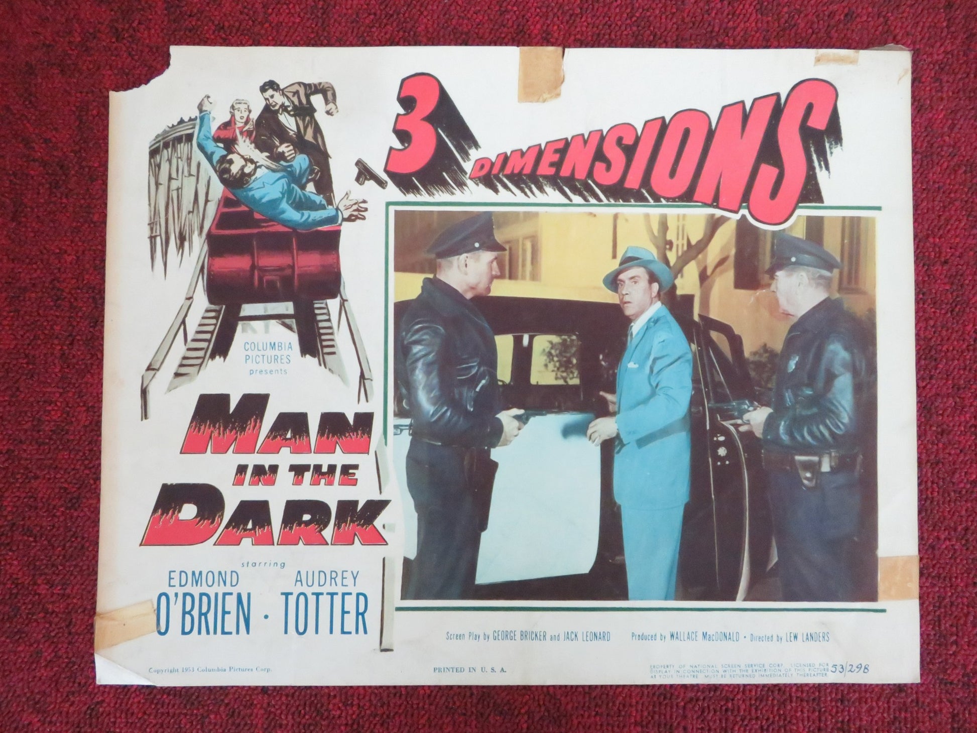 MAN IN THE DARK US LOBBY CARD FULL SET EDMOND O'BRIEN AUDREY TOTTER 1953 - Rendezvous Cinema