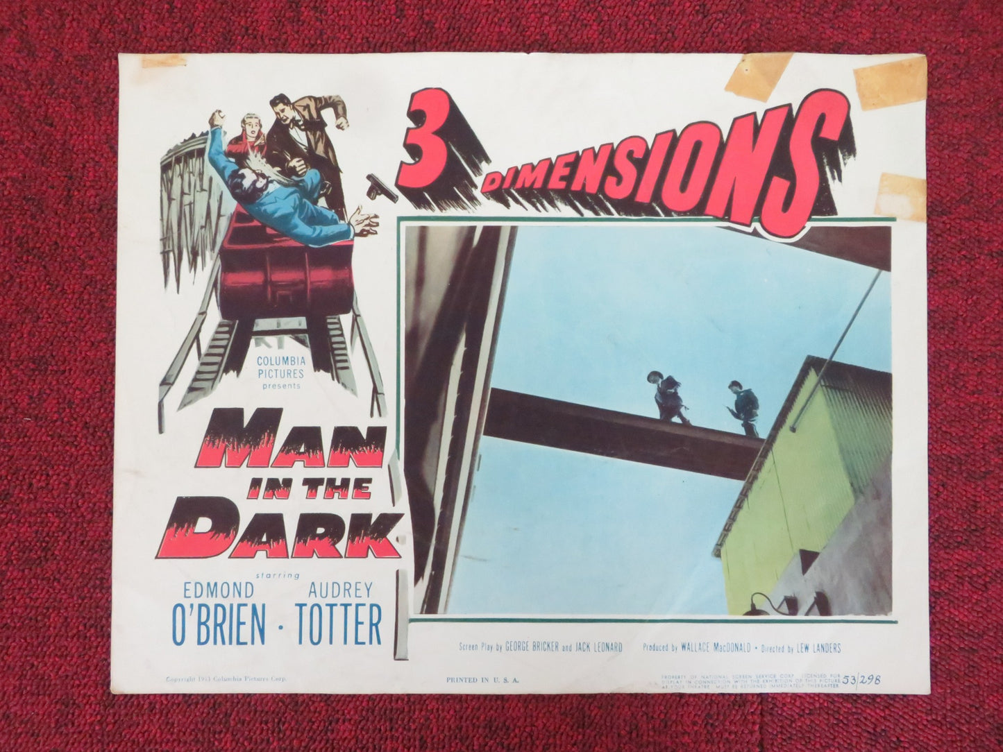 MAN IN THE DARK US LOBBY CARD FULL SET EDMOND O'BRIEN AUDREY TOTTER 1953 - Rendezvous Cinema